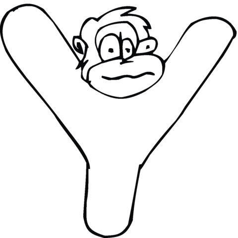 Letter Y With Monkey Coloring Page